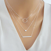 Load image into Gallery viewer, 3 Layers Round Pendant Necklace silver circle charm link Chain Choker Necklaces Vintage Jewerly New collares mujer